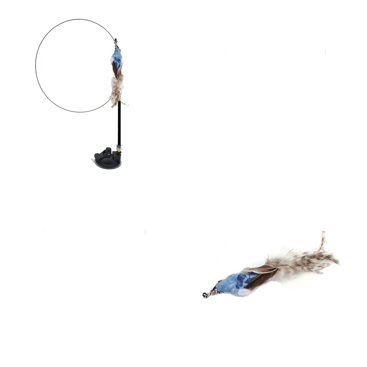 Interchangeable Cat Teaser Stick with Feather Head