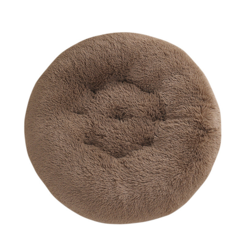 Round Plush Pet Bed for Dogs & Cats