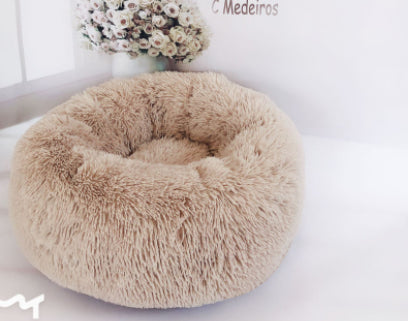 Round Plush Bed for Small Dogs & Cats