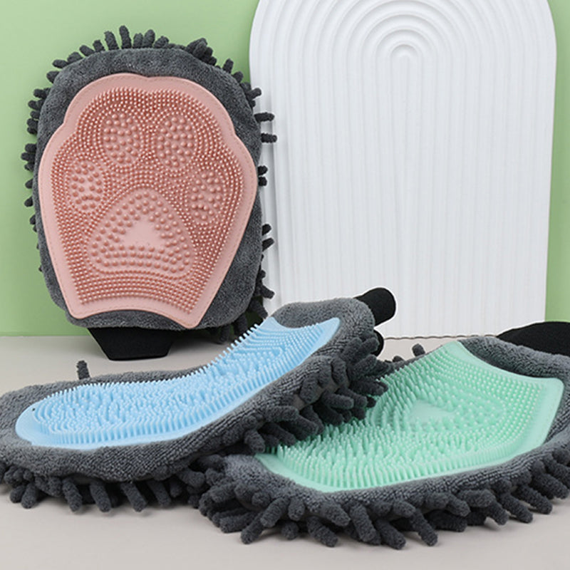 2-in-1 Pet Grooming & Bathing Brush Glove