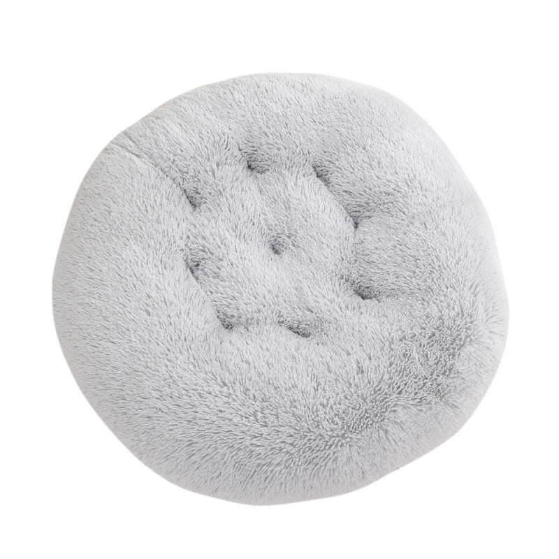 Round Plush Pet Bed for Dogs & Cats