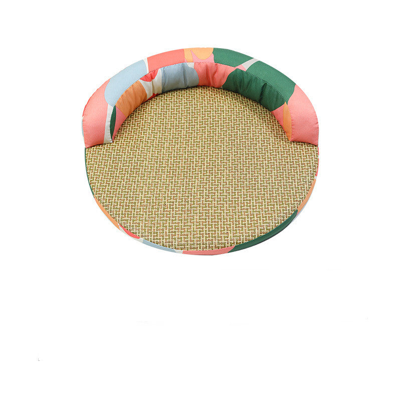 Summer Cool Rattan Pet Sofa Bed with Detachable Pillow
