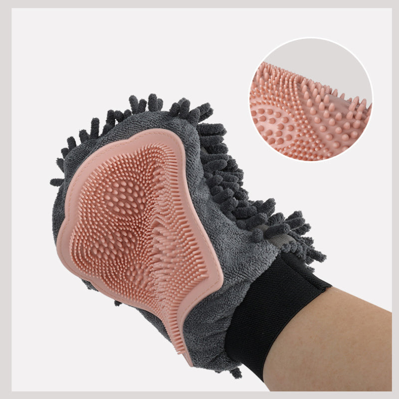 2-in-1 Pet Grooming & Bathing Brush Glove