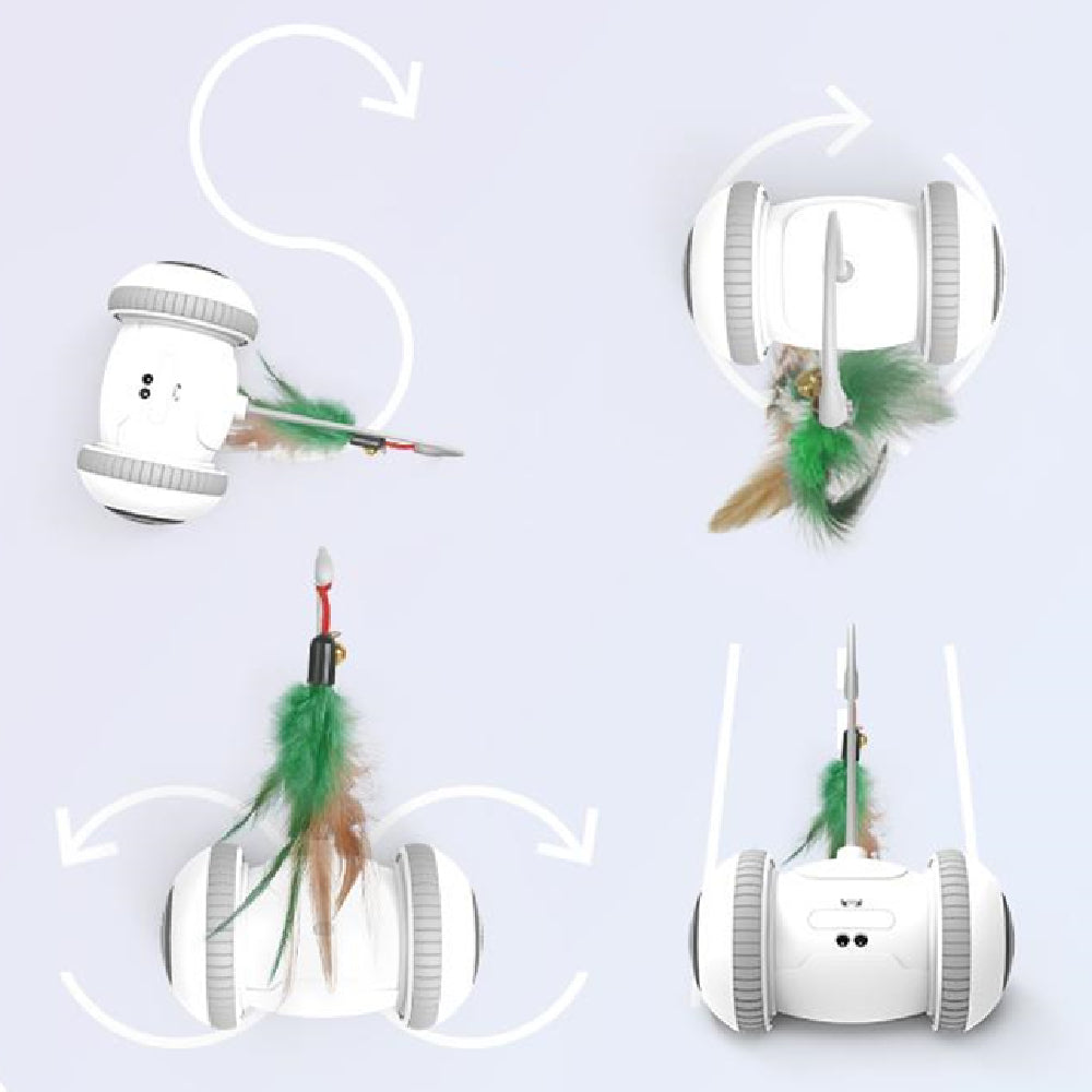 Interactive Cat Toy with Interchangeable Feather Heads