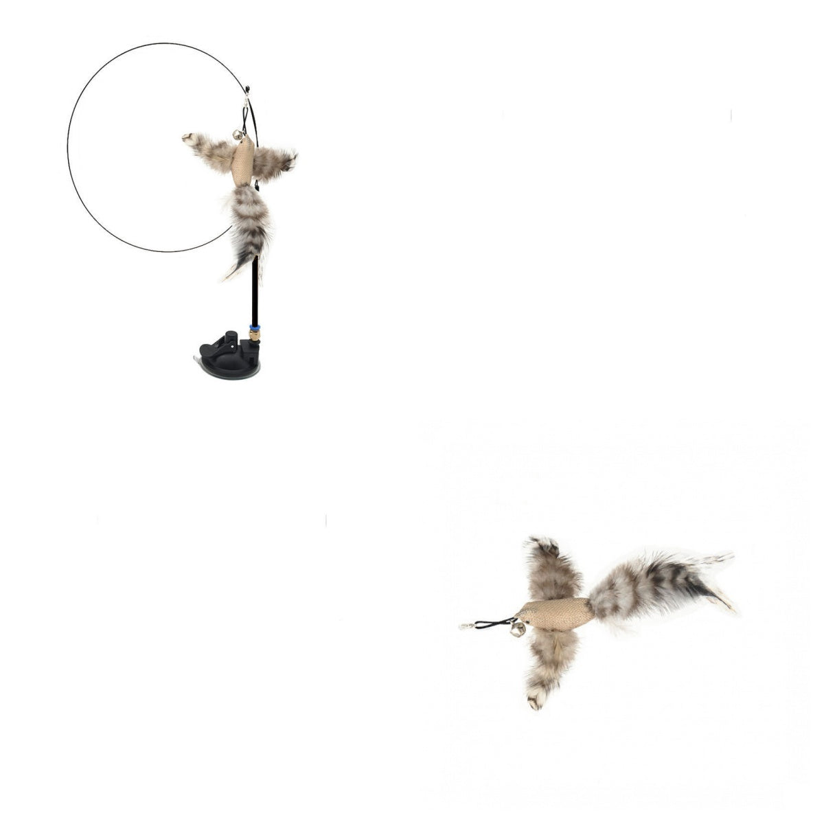 Interchangeable Cat Teaser Stick with Feather Head