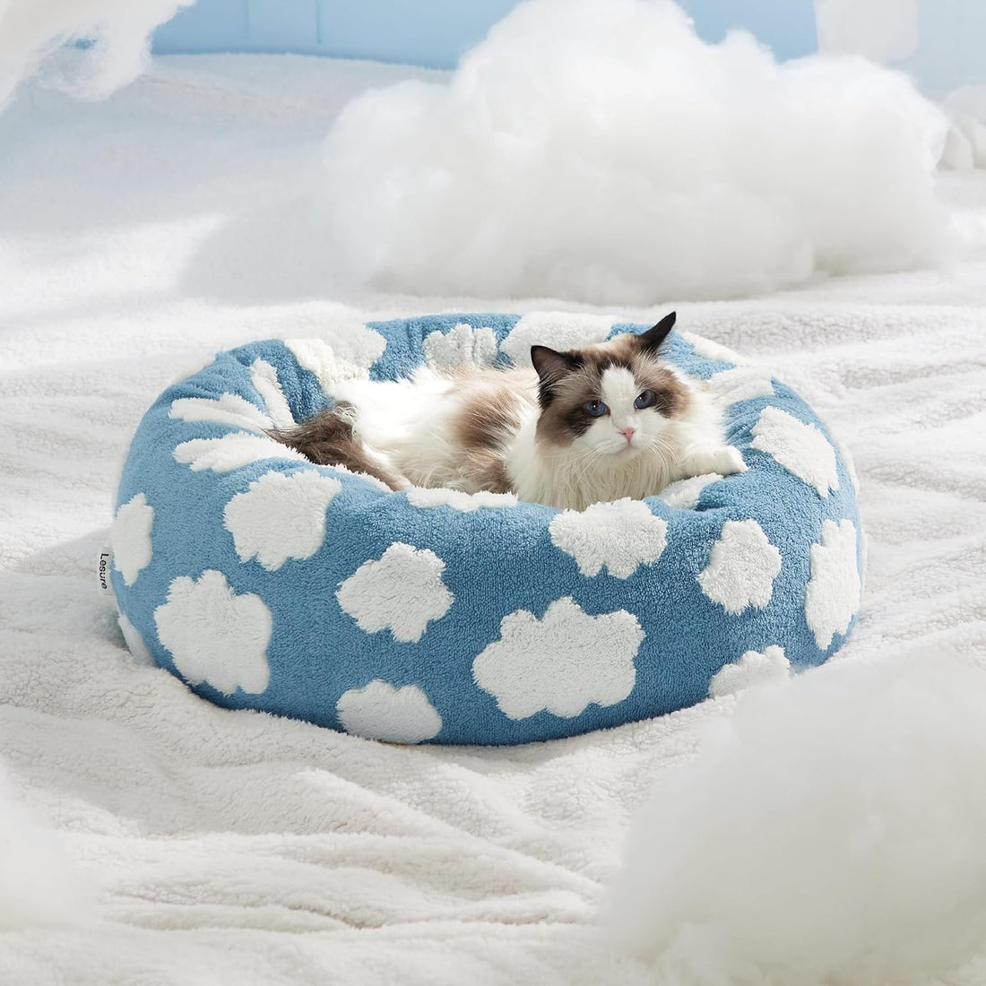 Round Donut Calming Bed for Cats & Small Dogs