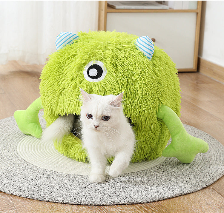 Fluffy Round Machine-Washable Cat & Small Dog Bed