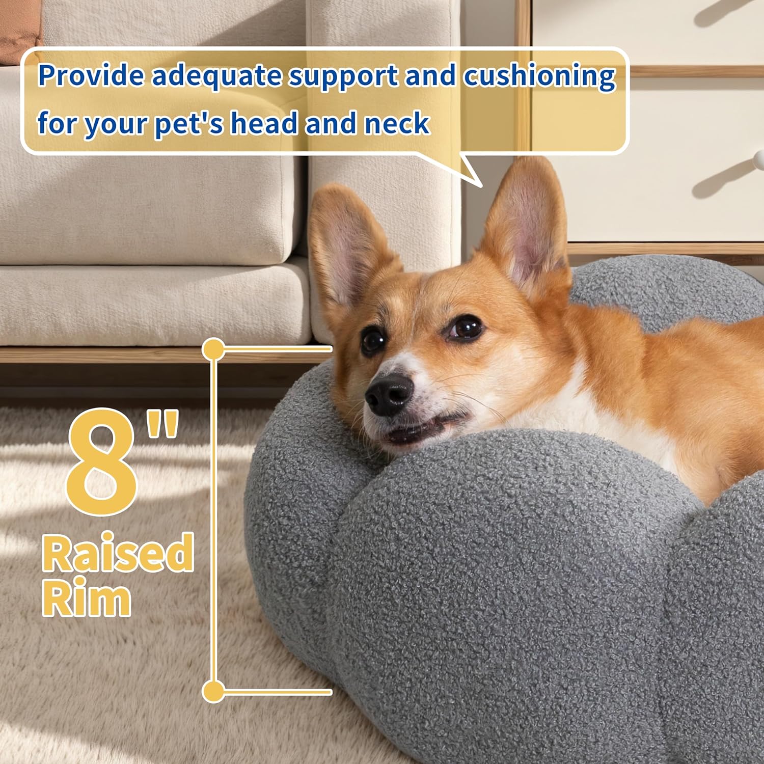 Fluffy Flower Calming Donut Bed for Cats & Dogs