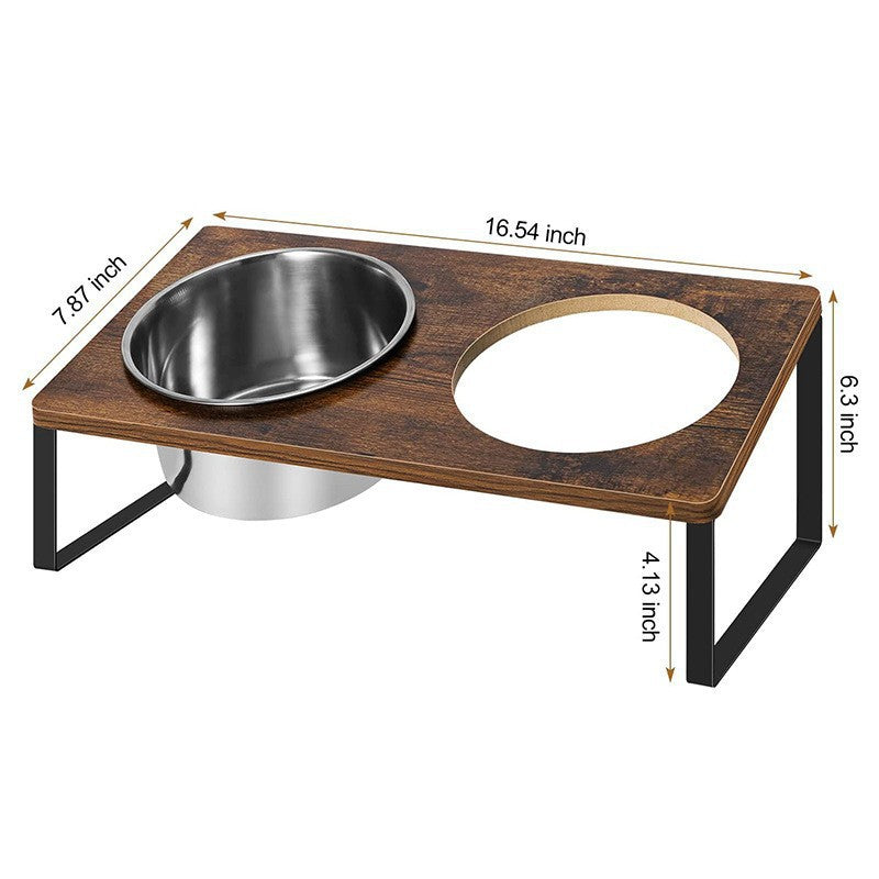 Iron & Wood Pet Feeding Rack with Bowl Holder