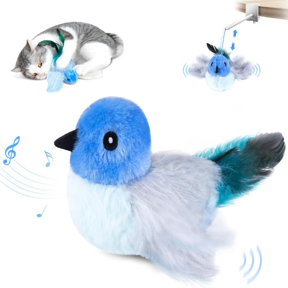 USB Rechargeable Flapping Bird Cat Plush Toy