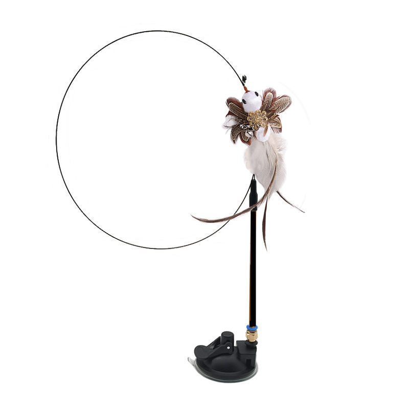 Interchangeable Cat Teaser Stick with Feather Head